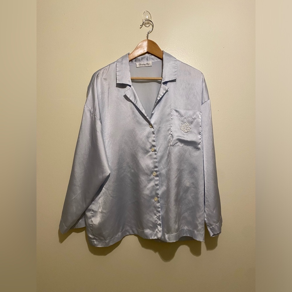 Christian Dior Vintyge Silky Gray Loungewear / Pajama Set Size M - Picture 2 of 15